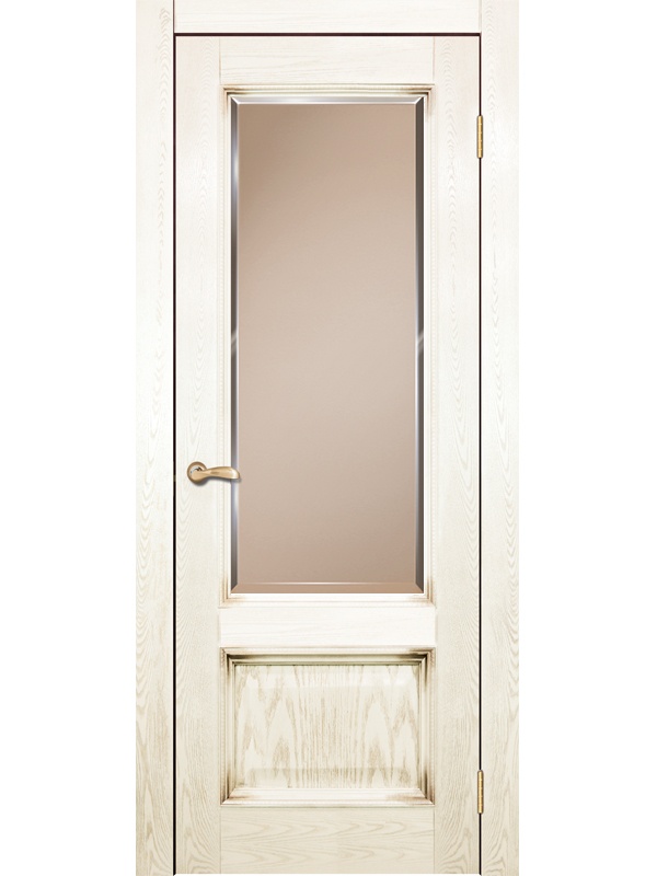 Классика ДГОБ 2.35 Эмаль RAL 1013, патина Золото, багет с тиснением, 2000x900