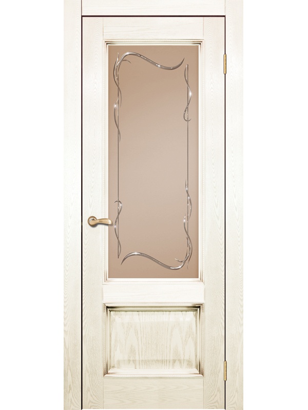 Классика ДГОБ 2.41 Эмаль RAL 1013, патина Серебро, багет с тиснением, 2000x900
