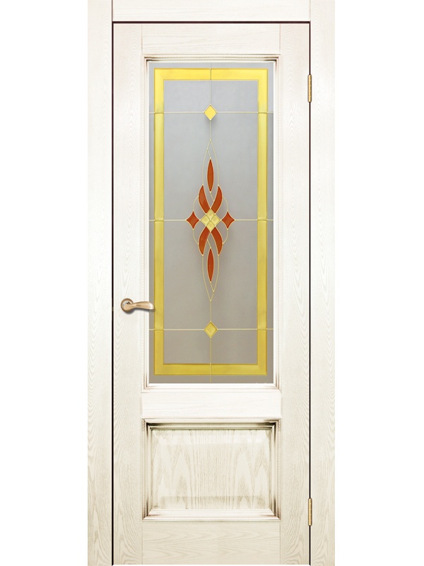 Классика ДГОБ 2.43 Эмаль RAL 1013, патина Серебро, багет с тиснением, 2000x400