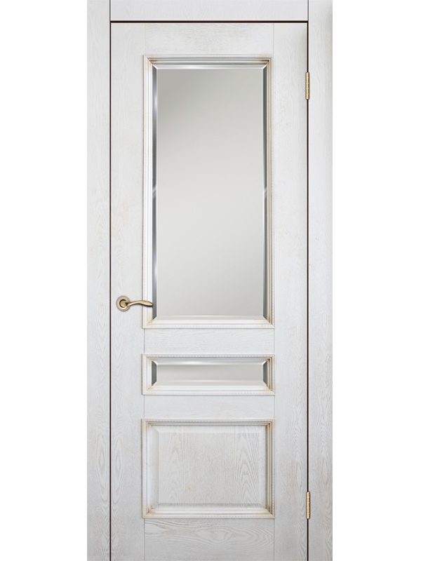 Палермо ДГОБ 1.35 Эмаль Белый ясень, патина Золото, багет с тиснением, 2000x400