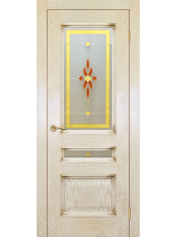 Палермо ДГОБ 2.43 Эмаль RAL 1013, патина Золото, багет с тиснением, 2000x600