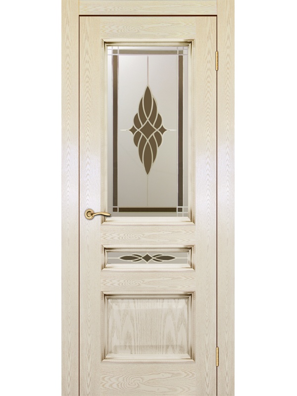 Палермо ДГОБ 2.6 Эмаль RAL 1013, патина Серебро, багет с тиснением, 2000x900