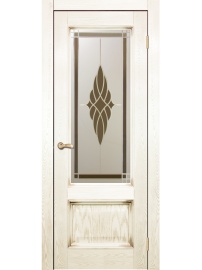 Классика ДГОБ 2.6 Эмаль RAL 1013, патина Золото, багет с тиснением, 2000x800